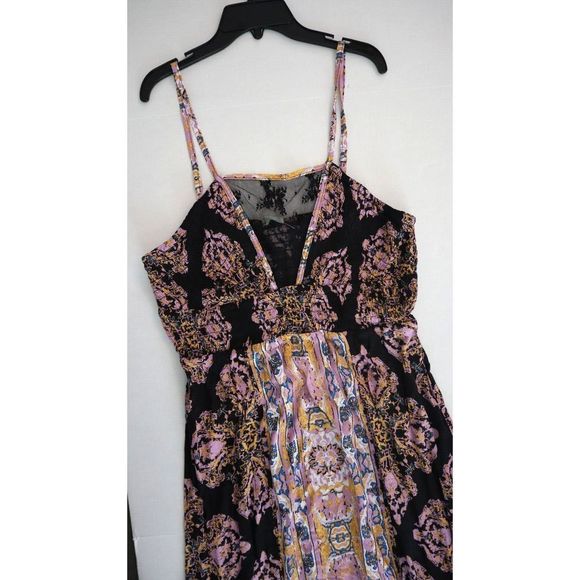 Free People OB1469383 Women's Sz M Black Combo That Moment Maxi Slip Dress $118+ - Picture 5 of 11